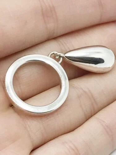 Gucci Sterling Silver Teardrop Charm Ring Size 5.5